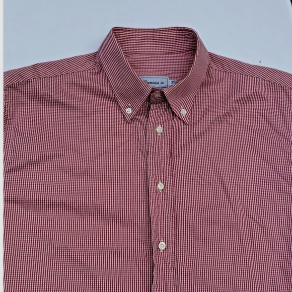 Camicia In Roma red checkered 2 fold cotton Sz 16 made in Italy 🇮🇹 - Picture 5 of 11